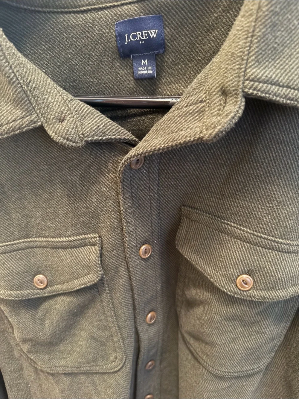 J. Crew Olive Green Lightweight Button-Up Shirt Jacket